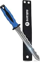 Insulation Knife, 7.8”Stainless Steel Utility Knives Double Side Blade Blue Handle with Nylon Sheath for Cutting Mineral Wool and Sod Cutter Garden Knife