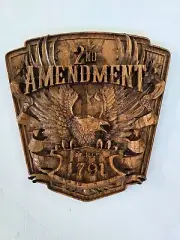 Handmade Wood 2nd Amendment Plaque (Provincial Stain)