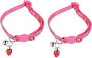2pcs Pet Fruit Collar Strawberry Cat Collar Cute Cat Collar Rose Brooch Breakaway Cat Collars Breakaway Kitten Collar Multiple Soap Bar Holder Fruit Cat Collar Cats Polyester