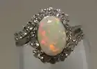 3CT Oval Cut Lab Created Fire Opal Wedding Bridal Ring Set 14k White Gold Plated