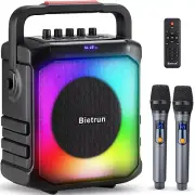 Bluetooth Karaoke Machine with 2 Wireless Microphones, Portable PA Bluetooth Spe