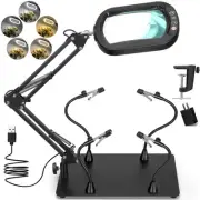 Helping Hands Soldering Station, 10X Square Magnifying Glass with Light and S...