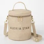 ★JS日雜附錄★ ALEXIA STAM 米色麻料刺繡LOGO手提斜挎水桶包收納包化妝包 夏天泳裝渡假風海島 2WAY包