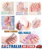 Semi Cured Gel Nail Gel Sticker Full Wrap UV Lamp Cured Nail Art Gel Decal AU