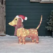 2d Christmas Dog With Led Lights Yard Decoration With Acrylic Garden Stake Q4