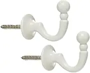 White Curtain Tassel Hooks Ball End Curtain Drape Tassel Screw In Hooks U Shaped Curtain Tie Hooks White Curtain Tie Back Fixings for Curtains Clothes Coat Hanger Hook Pack of 2.