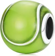 [Teleye] Tennis Ball Charm 925 Sterling Silver Charm Fits For Pandora Bracelet, European Charms Bracelet, Women Gift, Silver, zircon gemstone