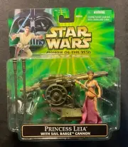 Star Wars 2001 Power of the Jedi - Princess Leia w/ Sail Barge Cannon - New !!!