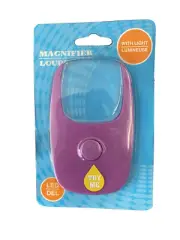 Small Purple Hand-held Magnifier Loupe Reader with LED Light Batteries Included