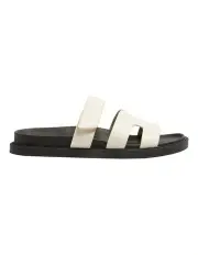 [Ravella] Guru Sandals in White/Black Smooth