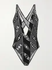 [PUCCI] PUCCI - Printed Open-back Swimsuit - Black - small small Black