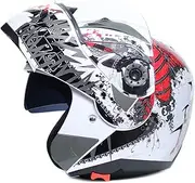Motorcycle Helmet, Integrated Motorcycle Flip Up Helmet,DOTECE Approved Motorcycle Modular Full Face Helmet,Scooter Crash Helmet with Double Visor K,XXL=63~64cm