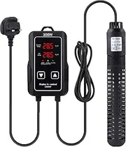 Sgizoku 300W Aquarium Heater with External Temperature Controller LED Digital Dual Display,Submersible Fish Tank Heater with Anti-burning,Overheat Protection,for Fish Tanks up to 250 L