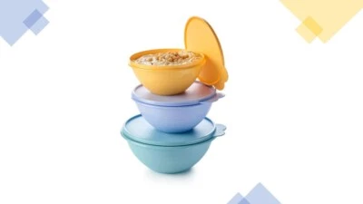 Tupperware Wonderlier Bowl Set Mixing Bowls with Seal Set of 3 Containers Pastel