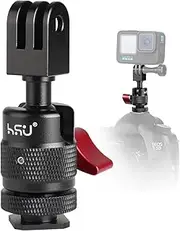 HSU Cold Shoe Mount Adapter, Aluminum 1/4”-20 Screw Hole 360° Rotation Tripod Mount for GoPro Hero 12/11/10/9/8/7/6, DJI Osmo Action AKASO, Applicable for Tripod Selfie Stick and DSLR Camera Flash