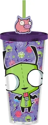 Invader Zim Plastic Cold Cup Lid Straw Topper Featuring GIR 24