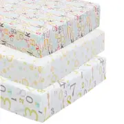 ABC 123 Letters Numbers Polka Dots 3 Piece Multi-Color Cotton Crib/Toddler Fitte