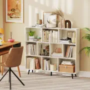 Costway10-Cube Bookcase 120 cm Mid Century Modern Storage Organizer with 5 Tapered Metal Legs-White