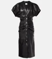 [Isabel Marant] Isabel Marant Carly gathered leather midi dress AU 8 black