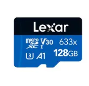 Lexar High-Performance 633x 128GB microSDHC / microSDXC UHS-I Card BLUE Series +adaptor 128GB C10, A1, UHS-I (U3), V30, up to 100MB/s read, 45MB/s