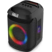 M&B Portable Splash Proof 80W Bluetooth Party Speaker, IPX4, TWS Pairing, Multi-Input, Lithium Battery, RGB, USB Charging