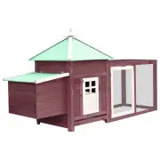 Chicken Coop with Nest Box Mocha 190x72x102 cm Solid Firwood Outdoor Pet H 70982