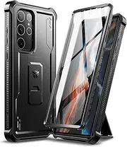 Dexnor Compatible with Samsung Galaxy S22 Ultra 5G Case with Built-in Screen Protector Military-Grade 360 Full Body Shockproof Bumper Protection Cover with Stand - Black