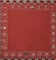 Pottery Barn ADVENT CALENDAR TABLE THROW With Pockets RED 50 x 50 in Christmas
