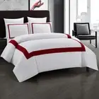 Red Double Bed Luxury Stitching Comforter Bedding Sets Geometric Bed Linen Set