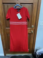 Nina Leonard Large Red Sweater Maxi Dress