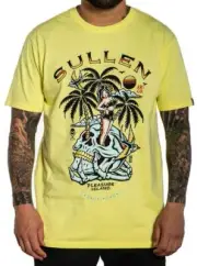 Sullen Clothing "PLEASURE ISLAND" Mens tee Art Collective tattoo Yellow