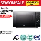 Breville Microwave Oven Flatbed Compact Sleek Black Gloss Finish 20 Litre