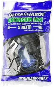 Ultracharge Extension Lead with Piggy Back Plug, 5 m Length, Black
