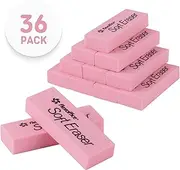 FlexOffice Soft Pink Erasers, 36 Count, Large Size - Pencil Erasers for Kids, Schools, Classrooms, Teachers, Art Class, Office, Homeschool|Back to School Supplies for Girls