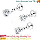 1Pair Push in Labrets Lip Bar Studs Ring Surgical Steel Stone Piercing Jewellery
