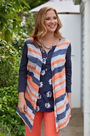 Blurred Spot & Stripe Top--GOR-103050J1