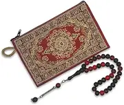 [LEYFA] Worry Beads 33 Beads Tespih Tasbih with Purse Authentic Pattern Woven Zipper Pouch (Red Black)