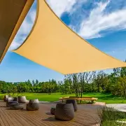 KANAGAWA Sun Shade Sail 12'x16' Sand Rectangle UV Block Canopy Awning Shelter...