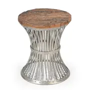 Hourglass Wood And Iron Side Table