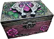 [Lrocaoai] Skull Art Hidden Key Box, Decorative Small Wooden Box, Hidden Storage Compartment Jewelry Box Jewelry Box