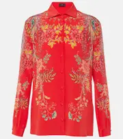 [Etro] Etro Floral silk crêpe de chine shirt AU 14 red