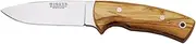 Bushcraft Knife Joker CO25 Corzo, Olive Wood Handle, 10 cm MOVA Steel Blade, Brown Leather Sheath, Tool for Fishing, Hiking, Camping and Hiking