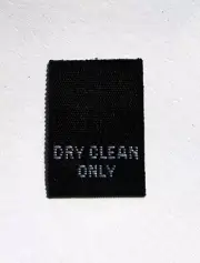 500 PCS BLACK WOVEN SEWING FOLDED CLOTHING SIZE LABEL TAGS - DRY CLEAN ONLY