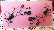 Checkbook Cover Pink Purple or Blue Black Flourish Suzie's Designs
