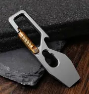 New Titanium Keychain Multi Tools Pry Bar Crowbar Bottle Opener with Carabiner