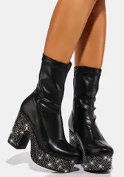 [AZALEA WANG] Dexter Rhinestone Chunky Boots
