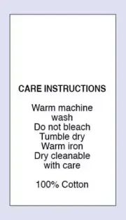 100%Cotton Warm Machine Wash Cool Iron Sewing Washing Labels PRNT0027