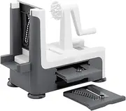[Lurch] 10317 Spiral Slicer with Three Blade Inserts for Spaghetti (2 mm, 3 mm) and Fruit and Vegetable Spirals, Plastic, Green/Cream