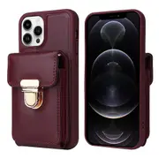 For iPhone 12 Pro Multiple Card Slots Kickstand Case PU Leather Coated TPU Crossbody Phone Cover