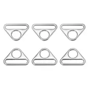 1.26" Adjuster Triangle with Bar Swivel Clip D Dee Ring Buckle, 6Pcs Silver